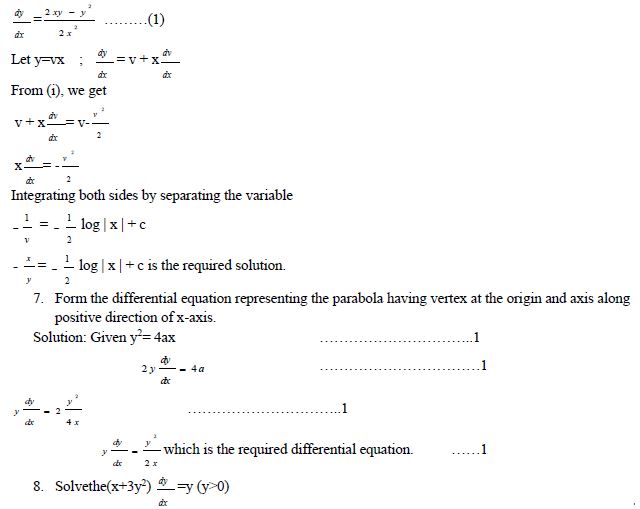 CBSE Class 12 Mathematics Differential Equation Notes